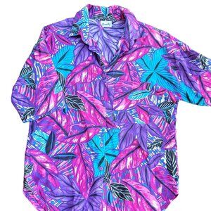 Vintage Touche L.A. Neon Button Up Hawaiian Shirt, Sz M